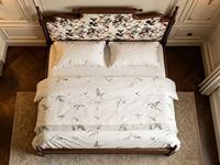 Lit de rangement Queen Size haut de gamme en bois foncé avec têtes de lit réglables en tissu floral, luxueux, écologique et assemblé