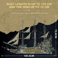 Reobrix 66037 Flying Dutchman Model 66011 Royal Sunshine Pirates Ship Bricks Blocks untuk Membangun Kapal dari Balok