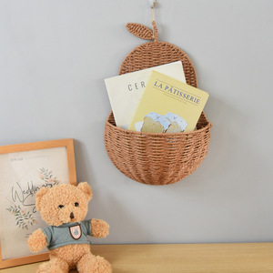 Pear Shade Luxury Eco-Friendly Wicker Rattan <strong>Wall</strong> Hanging Flower Woven <strong>Storage</strong> <strong>Basket</strong> for Entrance Small Subjects - Product Image 3