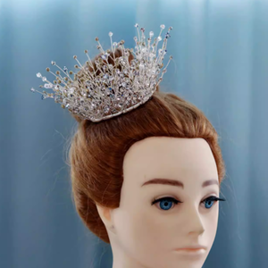 Tiara <span class=keywords><strong>de</strong></span> Corona Redonda <span class=keywords><strong>de</strong></span> Cristal Brillante Hecha a Mano con Pedrería para <span class=keywords><strong>Novia</strong></span>, Princesa, para Bodas y Fiestas - Product Image 2