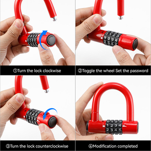 Mini cadenas en <span class=keywords><strong>U</strong></span> compact à combinaison 4 chiffres, anse de 13 mm, en alliage de zinc, sans clé, étanche, durable et portable pour vélo - Product Image 6