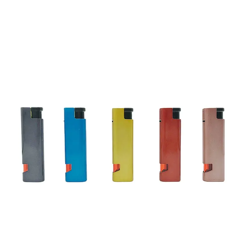 Encendedor electrónico de cigarrillos de gas para hombre, Abrebotellas con cubierta de Metal