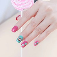 Fengshangmei – Faux ongles français pré-dessinés en ABS à pression avec colle pour enfants