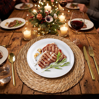 Set de table rond en jonc naturel fait main, 5 tailles, résistant à la chaleur, tapis de table tissés pour la protection de la table de salle à manger et de la cuisine