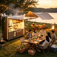 Isla de Cocina Modular Ecológica de Acero Inoxidable Prefabricada para Exteriores, Parrilla, Fregadero, Paneles de Puerta Lacados, Diseño Moderno, Mármol