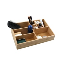 Organisateur de pinceaux de maquillage en bambou pour bureau, boîte de rangement pour cosmétiques