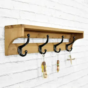 Luckywind Shabby Chic Vintage home decor Rustic Entryway Shelf Wooden Coat Rack, Wooden Coat Rack hooks