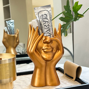 Porta Pennelli da Trucco in <span class=keywords><strong>Resina</strong></span> Moderno e <span class=keywords><strong>Vaso</strong></span> da Tavolo per Arredamento Casa e Bagno - Product Image 3