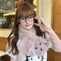 Écharpe polyvalente pour l'automne et l'hiver, écharpe en fourrure mignonne et chaude, fourrure bouclée de couleur unie, écharpe en peluche pour chiot, écharpe d'ambiance