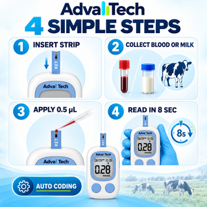 Medidor de Cetonas en Sangre y Leche Bovina AdvallTech 2 en 1, Probador de Cetosis en Vacas Lecheras en 8 Segundos - Product Image 2