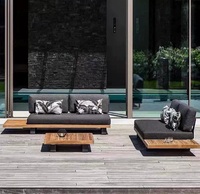 Lüks Dış Mekan Mobilyaları Otel Bahçe Kanepeleri Modern Tik Ağacı Mobilya Örgülü Halat Veranda Takımı Villa Tatil Köyü Bahçe Takımı Salonu