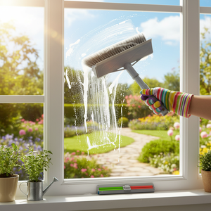 FANATIK YF.607 Eco-Friendly 2-in-1 Multipurpose Plastic Handle Rubber Window Squeegee/Cleaner Wiper <b>Brush</b> All-Season Multi-color - Product Image 3