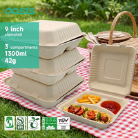 Contenants alimentaires jetables en bagasse biodégradable, imperméables, résistants à la graisse et compatibles micro-ondes pour la préparation des repas, le camping et l'usage quotidien
