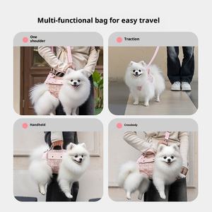 Ransel anjing jala gaya ramah lingkungan kancing penutup persegi poliester antilembap untuk anjing kecil-luar ruangan traksi portabel - Product Image 4