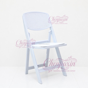 <span class=keywords><strong>Silla</strong></span> <span class=keywords><strong>Plegable</strong></span> Moderna de Plástico Blanco, <span class=keywords><strong>Silla</strong></span> Portátil Ligera de Resina PP con Respaldo Tejido para Eventos y Fiestas al Aire Libre - Product Image 1