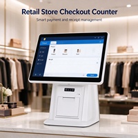 15.6" All-in-One Touch Cashier POS Android RK3576 4+64GB dengan Printer Struk 80mm Terintegrasi untuk Supermarket