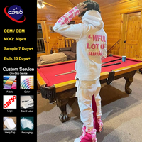Fabricant de vêtements Hommes Survêtements Jogger Pantalon de survêtement évasé et survêtement Unisexe Hoddie Custom Puff Printing Logo Hoodie Set