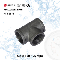 Jianzhi Manufacturers - Brida de hierro fundido negra de 6 vías para instalación de fuego y accesorio de tubería de hierro maleable de 1/2 pulgada