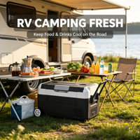 Neuer Auto-Kühlschrank 40L Kompressor Dual-Zone-Adapter für Wohnmobil, LKW, universelle Fahrzeuge, Konservierungsfreier Gefrierschrank für Picknick und Heimgebrauch