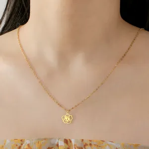 Collier pendentif Myshape fleurs du mois de naissance pour femmes et filles, en acier inoxydable, coquelicot, <span class=keywords><strong>aster</strong></span>, lotus, narcisse, bijoux, cadeau d'anniversaire - Product Image 5