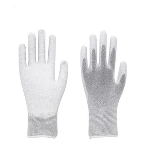 Guantes de fibra de carbono antiestáticos con revestimiento de PU, palma recubierta con adhesivo, antideslizantes, resistentes al desgaste, protectores para trabajo en seco. - Product Image 2
