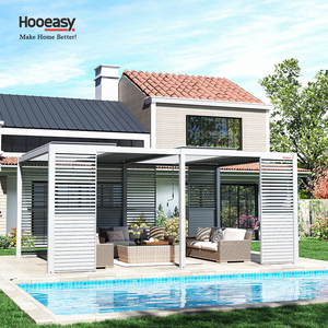 <span class=keywords><strong>Pergola</strong></span> bioclimatique en aluminium Hooeasy pour l'extérieur, avec stores pare-vent, écran d'intimité et volets coulissants pour portes. - Product Image 6