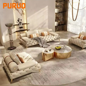 Puruo seccional Premium moderno italiano sofá de lujo sala de estar sofá de cuero genuino conjunto canapés de muebles de salon divano - Product Image 5