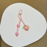 Schattige cartoon appel kralen sleutelhanger, kleurrijke kralen tasbedel, Kawaii fruit hanger sleutelring voor meisjes rugzak decoratie
