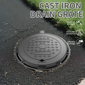 Coperchio per Pozzetto <span class=keywords><strong>in</strong></span> Ghisa Divino, Resistente, per Vialetti e Fosse Settiche, con Base, Rotondo, Nero, Antiscivolo, per Ispezione - Product Image 5