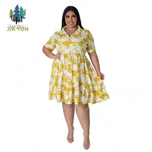 Vestido Midi Casual Plisado de Manga Corta Estampado para <span class=keywords><strong>Mujer</strong></span> Talla Grande al por Mayor - Product Image 3