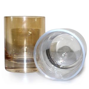 FENGJUN Pot à <span class=keywords><strong>bougie</strong></span> en verre à base épaisse irisée, conteneur de Noël de luxe, résistant à la chaleur, emballage écologique pour bougies parfumées à la cire de soja - Product Image 4