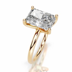 Anillos Finos con Engaste <span class=keywords><strong>de</strong></span> Tulipán <span class=keywords><strong>de</strong></span> 2 Quilates con Corte Radiante, Chapados en Oro <span class=keywords><strong>de</strong></span> 18K sobre Plata <span class=keywords><strong>de</strong></span> Ley, Anillo <span class=keywords><strong>de</strong></span> Moissanita Color D VVS1, Joyería <span class=keywords><strong>de</strong></span> Moissanita - Product Image 2