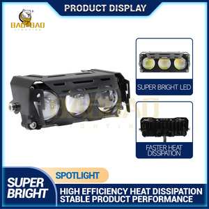 Système d'éclairage <span class=keywords><strong>moto</strong></span> à trois lentilles, projecteurs LED, mini phare de conduite, feu de travail, feu antibrouillard, ampoule DRL pour voiture, camion, SUV - Product Image 4