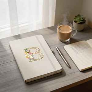 Floral Monogram B PU Hardcover Diary Sewing Binding A5 Gift <b>Notebook</b> - Product Image 3