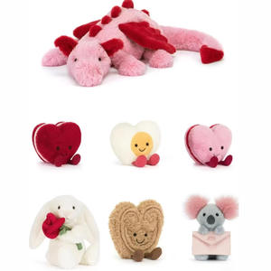 EZBABY 2026 Ensemble de jouets en peluche Saint-Valentin Cœur Rose Cadeau de couple Animaux en peluche super doux rembourrés de coton PP 31-50cm pour Elle et Lui - Product Image 1