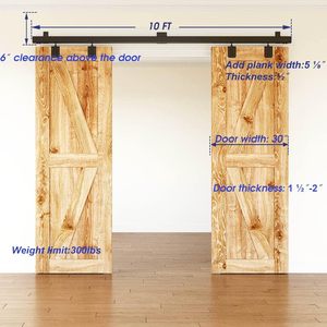 Kit de quincaillerie robuste pour rail de porte coulissante en bois massif avec support mural pour <span class=keywords><strong>la</strong></span> décoration d'atelier - Product Image 5