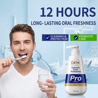 Dentifrice Probiotique en Tube à Presser OEM Marque Privée – Haleine Fraîche 12 Heures, Blanchiment des Dents, Soin Bucco-dentaire, Nettoyage en Profondeur