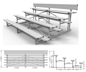 Tribune en aluminium <span class=keywords><strong>à</strong></span> 4 niveaux <span class=keywords><strong>à</strong></span> faible hauteur, sièges portables pour stade <span class=keywords><strong>de</strong></span> football, bancs en aluminium AL- Sièges <span class=keywords><strong>de</strong></span> tribune extérieurs NLP-4 - Product Image 2