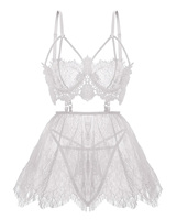 Nuisette Sexy en dentelle noire pour femmes, nuisette taille haute à bretelles, vêtements de nuit exotiques