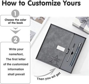 Carnet de notes personnalisé en cuir marron A5 avec couverture rigide, coffret cadeau avec stylo, fermeture magnétique, pour les affaires - Product Image 4