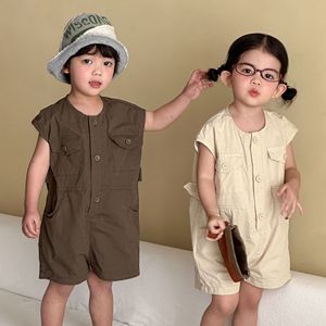 <span class=keywords><strong>Tuta</strong></span> Estiva 2026 in Cotone Puro per Neonati e Bambini, Stile Sottile, Tinta Unita, Lavata, per Esterni - Product Image 1