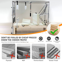Cama de Pilates Multifuncional de Madera con Sistema Integrado de Reformer y Torre para Entrenamiento de Cuerpo Completo