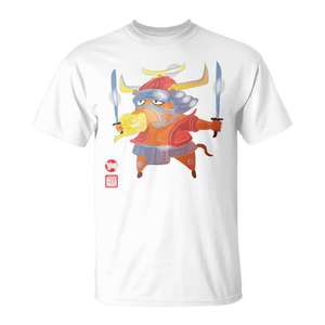 T-shirt unisexe pour adulte, col rond, manches courtes, impression numérique, signe du zodiaque chinois, animal du zodiaque, horoscope, sceau rouge, de qualité supérieure - Product Image 1