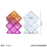 Moule en silicone de qualité supérieure pour boîte de rangement de maquillage et rouges à lèvres, moule en résine pour organisateur de table multi-compartiments