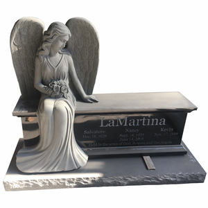 Estatua tallada de tamaño real, grandes alas, mármol blanco, cementerio, ángeles, monumentos y piedras para la cabeza - Product Image 4