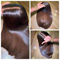 16 pouces, densité 200 %, brun # Perruque courte et droite 4x4 5x5 HD Lace Frontal 100% Cheveux Humains Pré-épilée pour Femme Noire