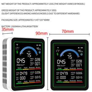 Moniteur de qualité de l'air Tuya Wifi 10-en-1, <span class=keywords><strong>mesure</strong></span> PM2.5, <span class=keywords><strong>CO2</strong></span>, TVOC, HCHO, CO, PM10, PM0.3 avec indice de protection IP54, affichage numérique, modèle MT13W - Product Image 5