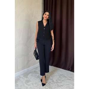 Pantalones de Vestir Negros de Cintura Alta para Mujer, Antiarrugas, al por Mayor - Product Image 6