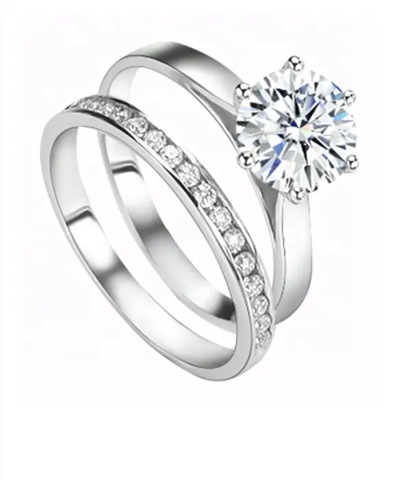 Classical Couple Rings 925 Silver Set With 1ct Round Shape Moissanite Diamond Wedding Rings