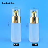 Flacon en verre dépoli pour émulsion, huile essentielle, lotion, fond de teint liquide, cosmétique, avec couvercle en acrylique et bouchon à vis, vide